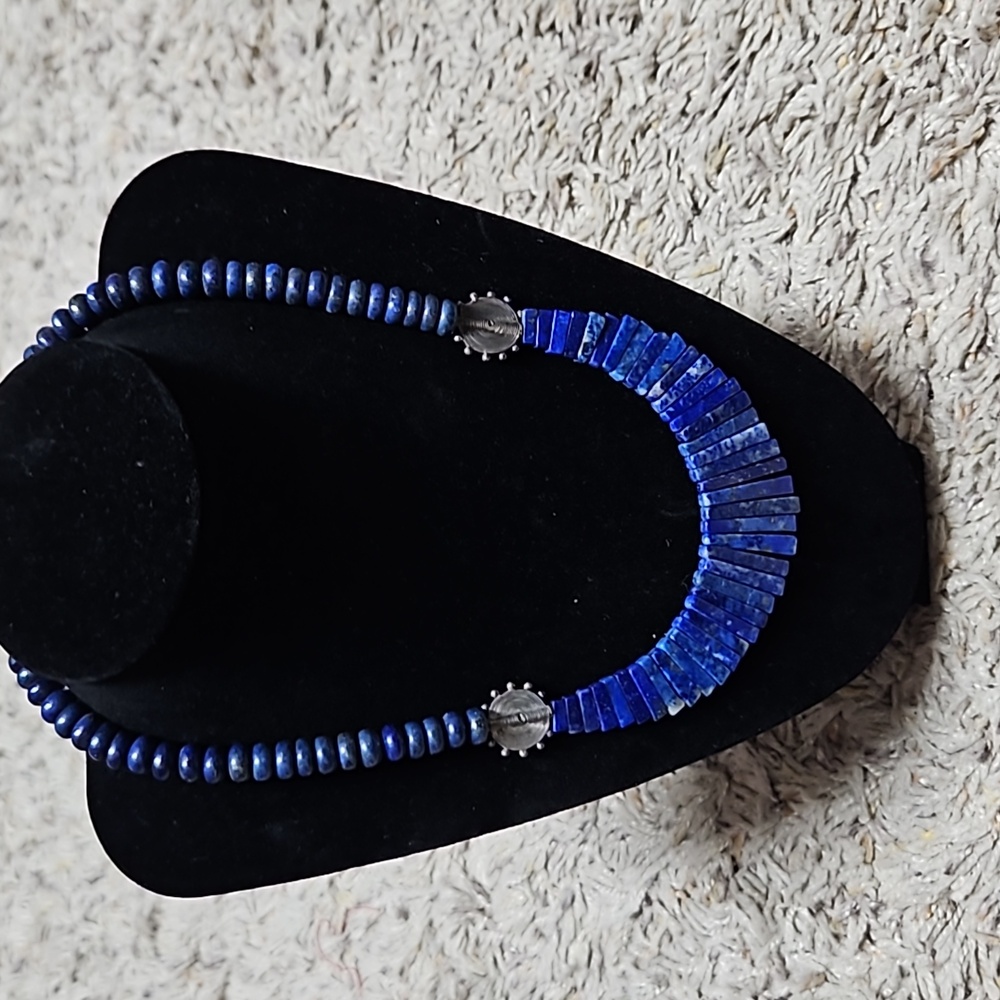 Vintage Fringe Blue Lapis Stone Necklace